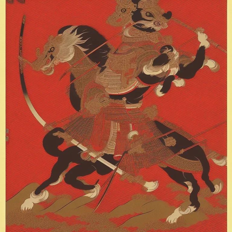  Samurai Japanese, Ukiyo-e, red sun