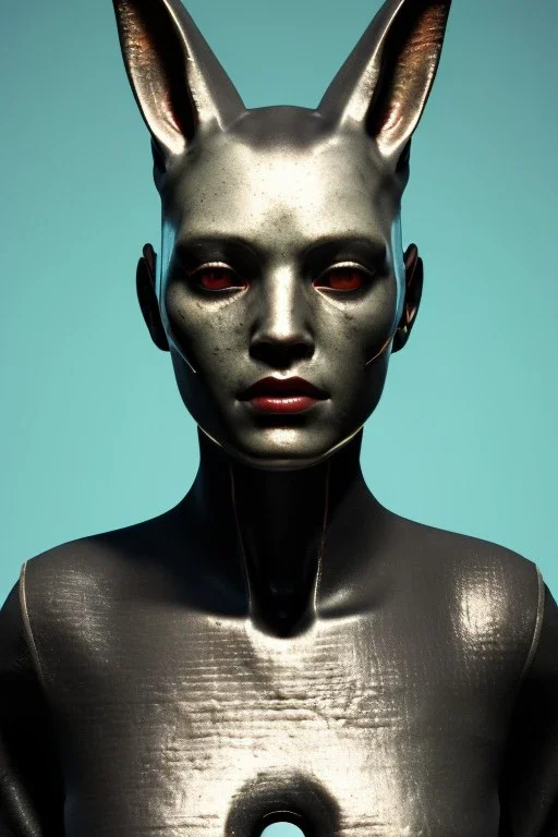 Medium Close Up Portrait, Front image. cyberpunk, rabbit mask, maori woman, white short hair. latex, titanium suit. Yellow, black, red, color. Blade runner style. Color background, photo studio. Avatar image, highly detailed, concept art, smooth, unreal engine 5, god rays, ray tracing, RTX, lumen lighting, ultra detail, volumetric lighting, 3d, finely drawn, high definition, high resolution.