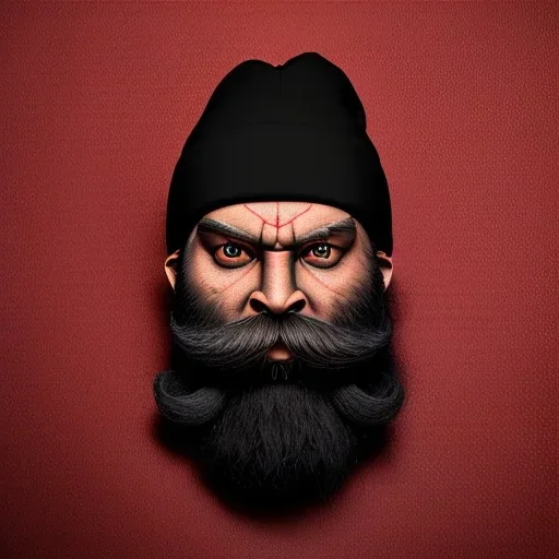 Black Ganesha, beard, angry, tattoo, strong man, beanie