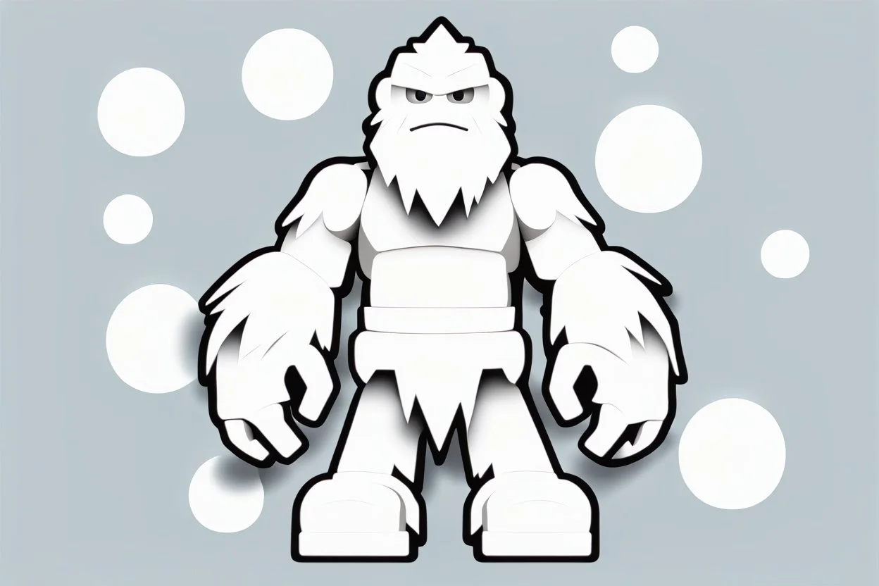 Yeti, frontal view, centered image, minifigure, full body length character, a high-res digital design, simple iconic design, smooth edges, sharp lines, classic minifigure expression, neutral expression, customizable, wide range of colors and accessories, avatar, profile picture