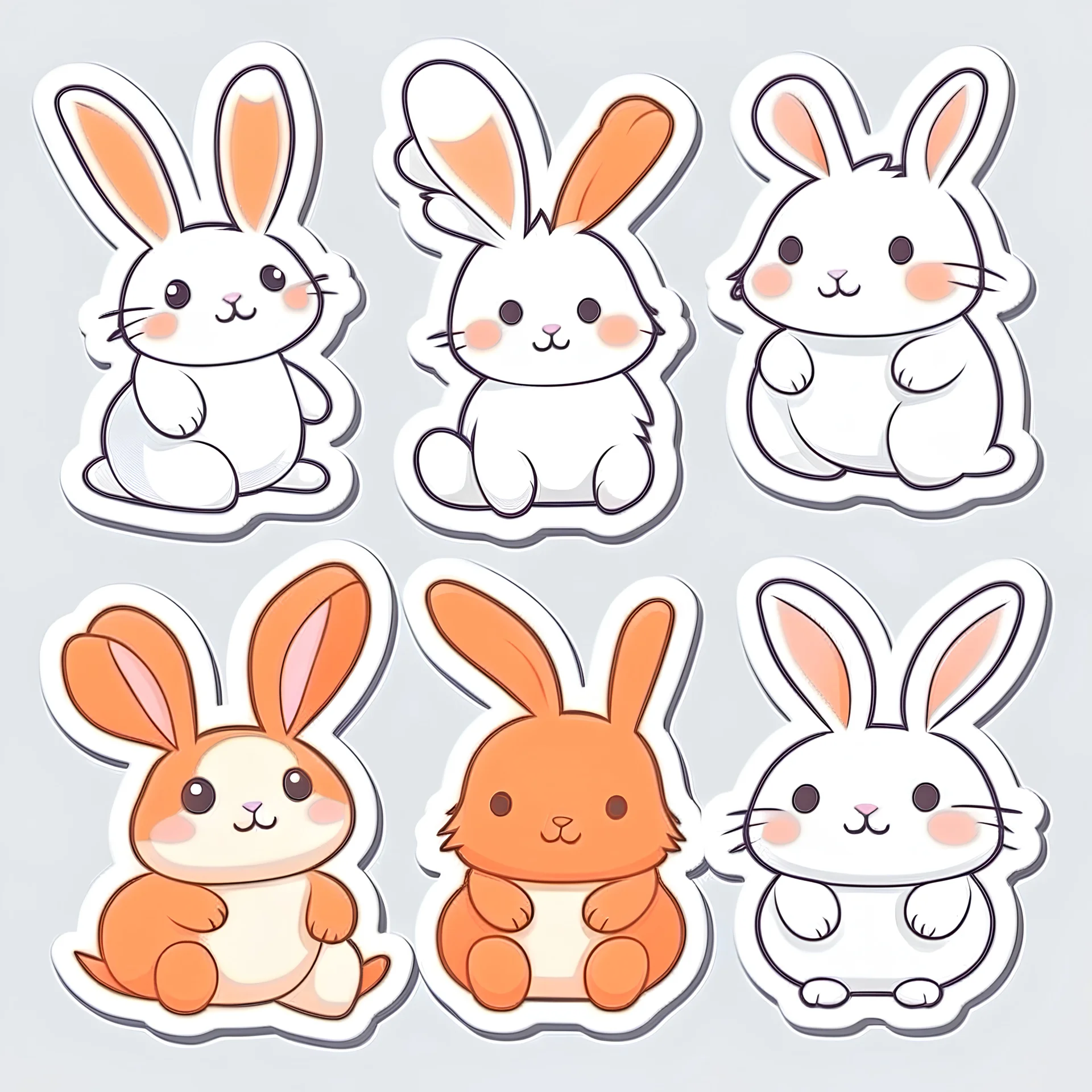 cute rabbit stickers template