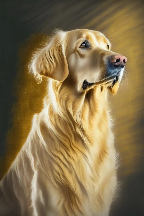retriever dog , light background, in the style of degas
