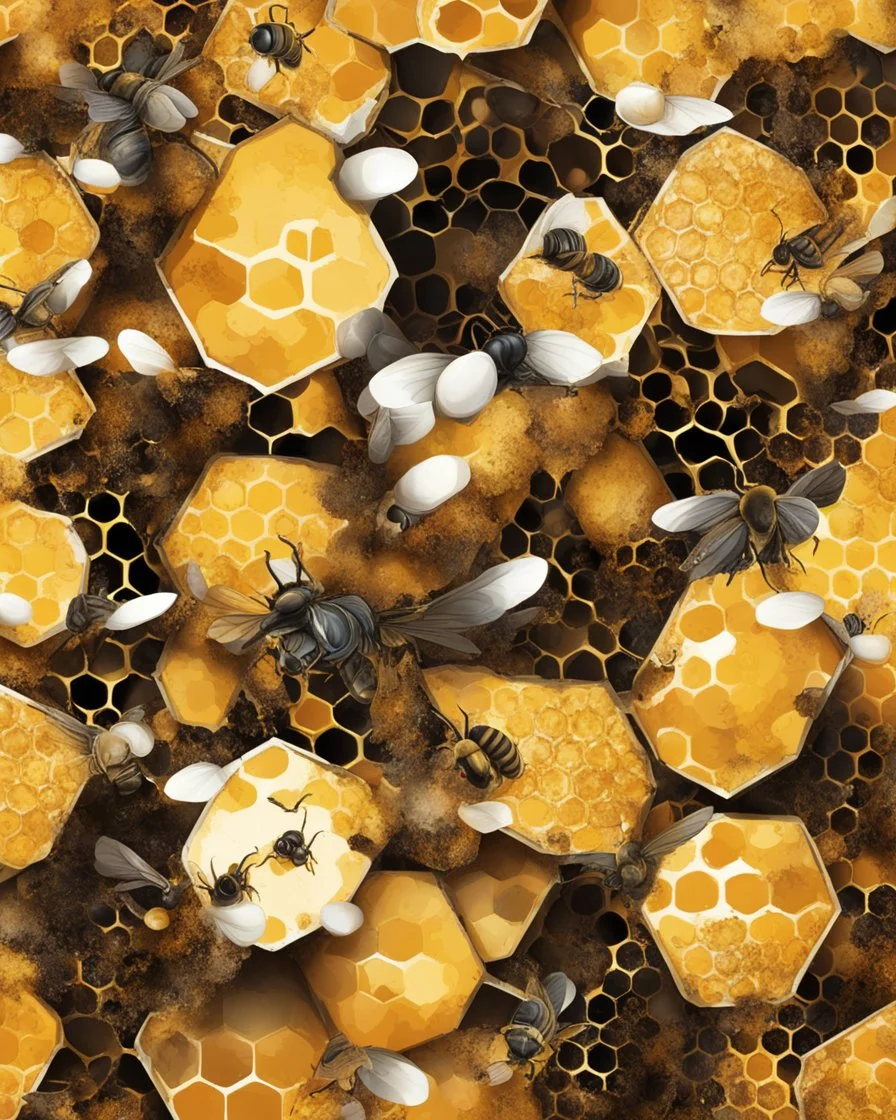 hive bee and honeycomb, abstract illustration