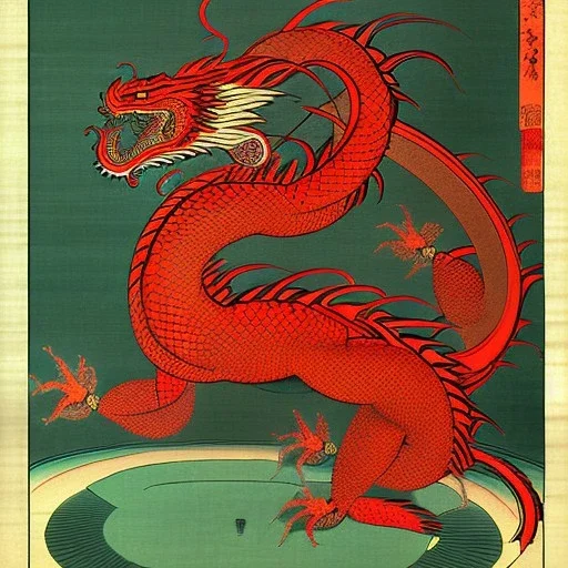 Ukiyo-e painting of a dragon