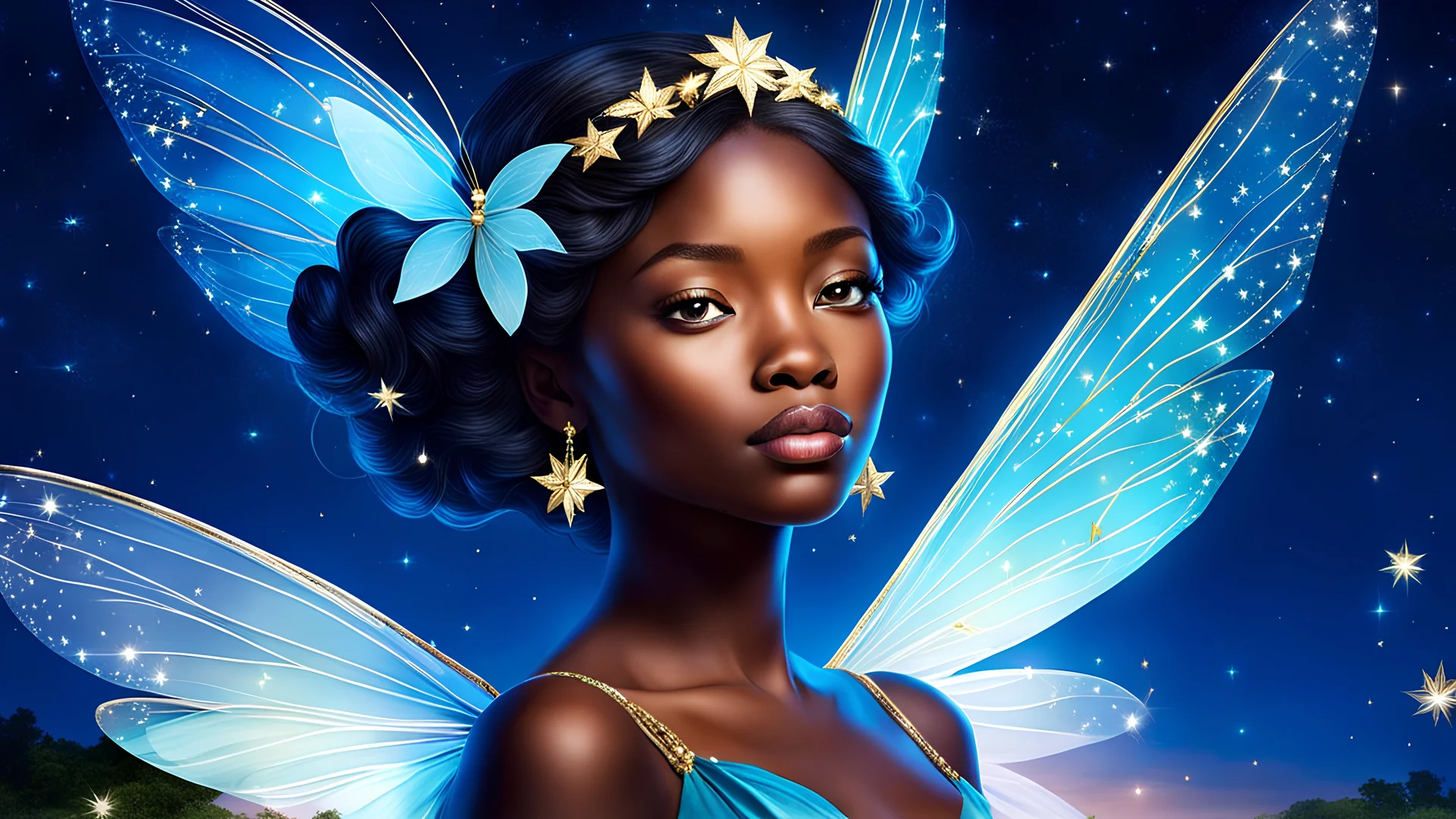 Beautiful Fairy of Togo, sky , stars blue light