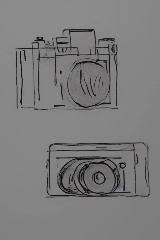 Minimalist drawing of a old camera