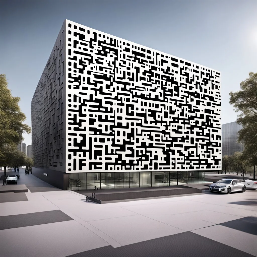 An office building designed to look like a QR code.