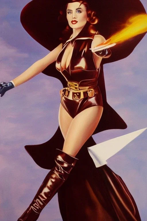 Full body portrait, painting, medium shot lady style of The Rocketeer