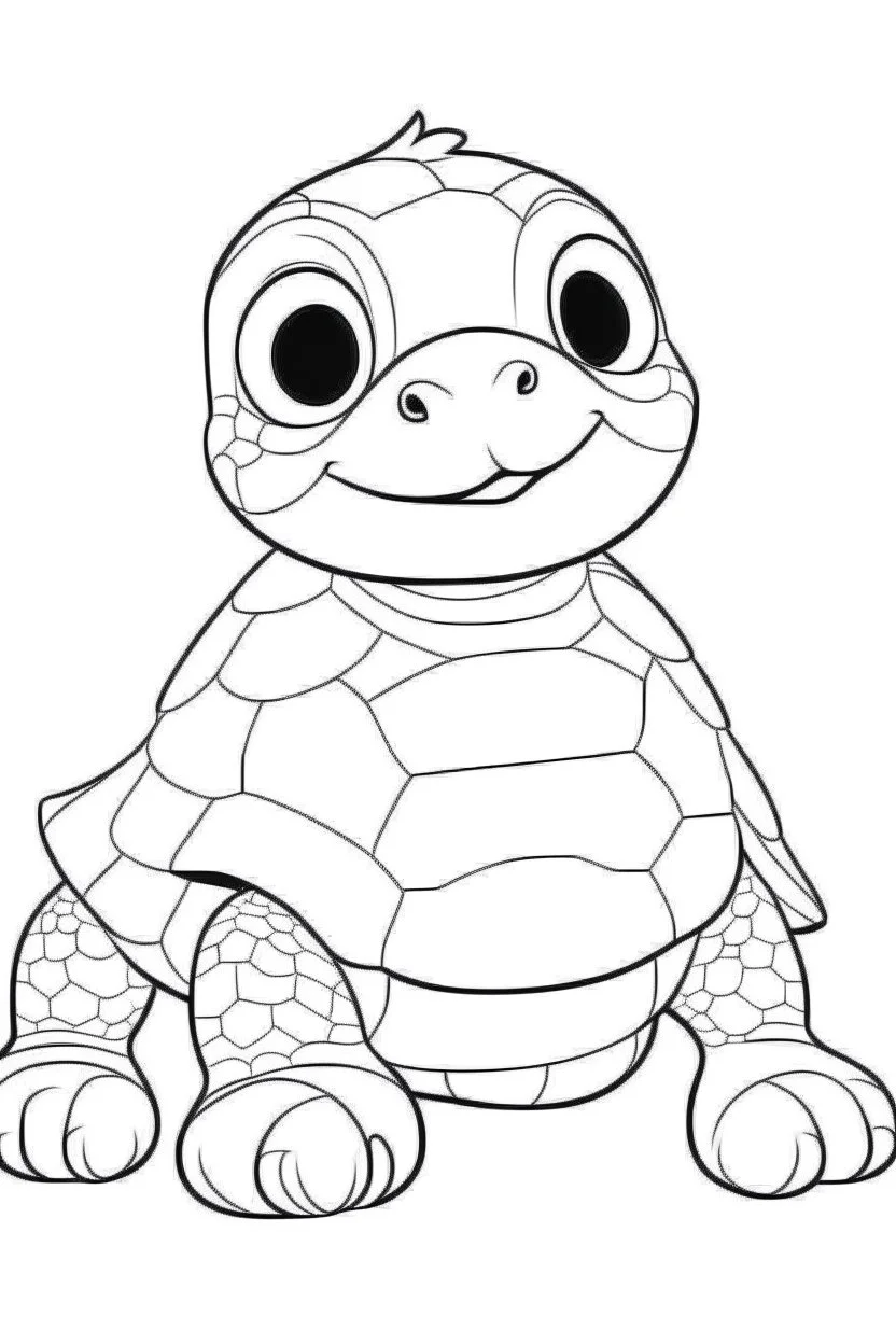 outline art for cute Turtle coloring pages with sitch, white background, Sketch style, full body, only use outline, toddlers style, clean line art, white background, no shadows and clear and well outlined.