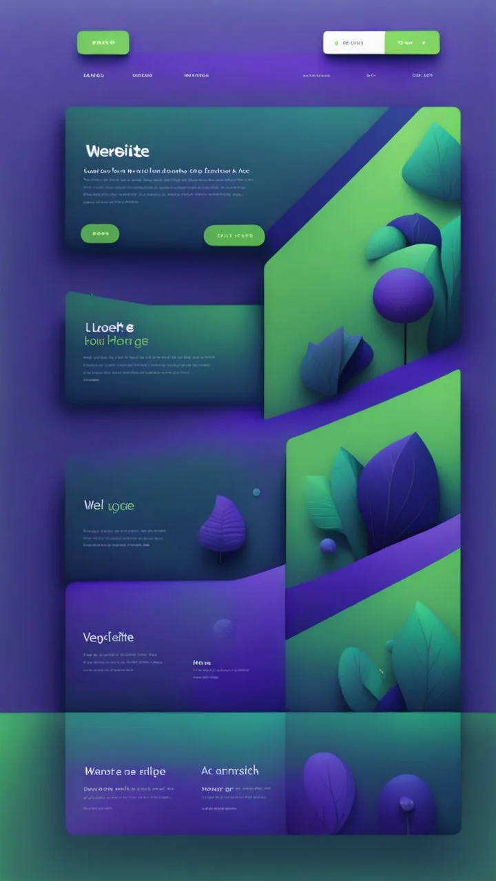 simple art style that show webiste's home page use bright green and dark blue-purple