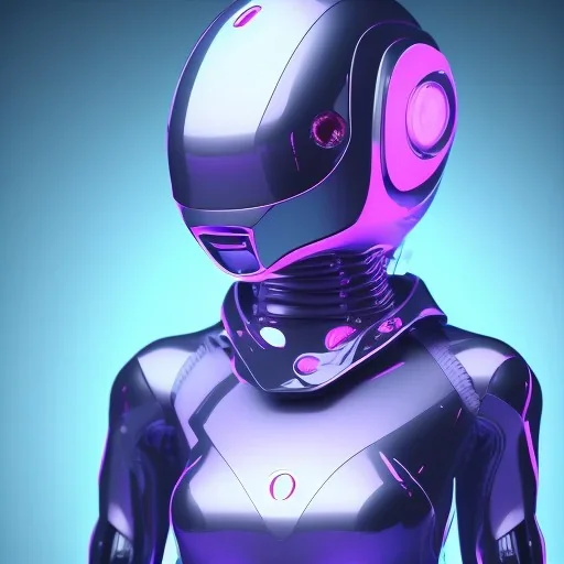 Cute girl in a robotic hijab suit,purple and pink backlight, orange lighting, profile