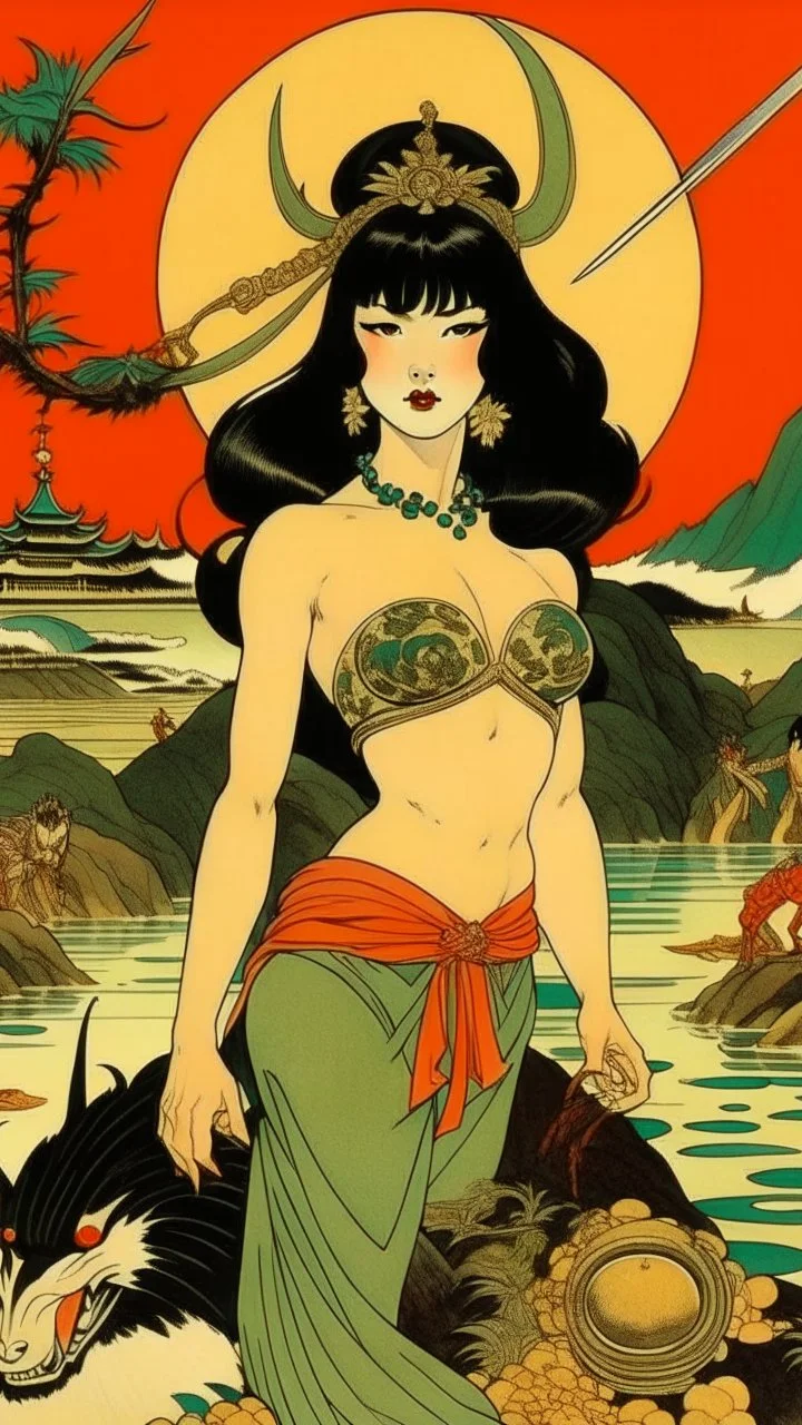 Betty Page art from japanese style 1900 movie. psicodelia.