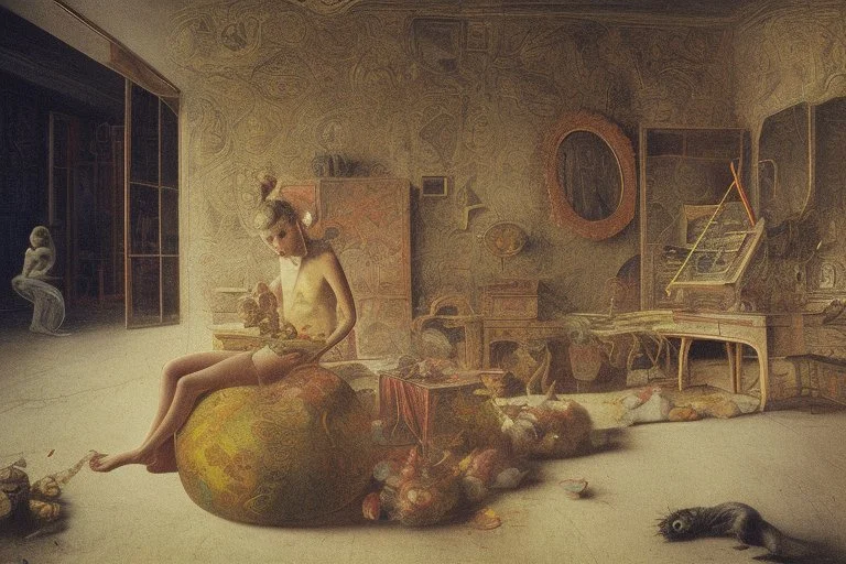 a chimera in a liminal room depicted by balthus