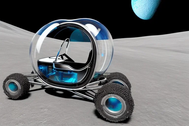 moon buggy with glass bubble cockpit