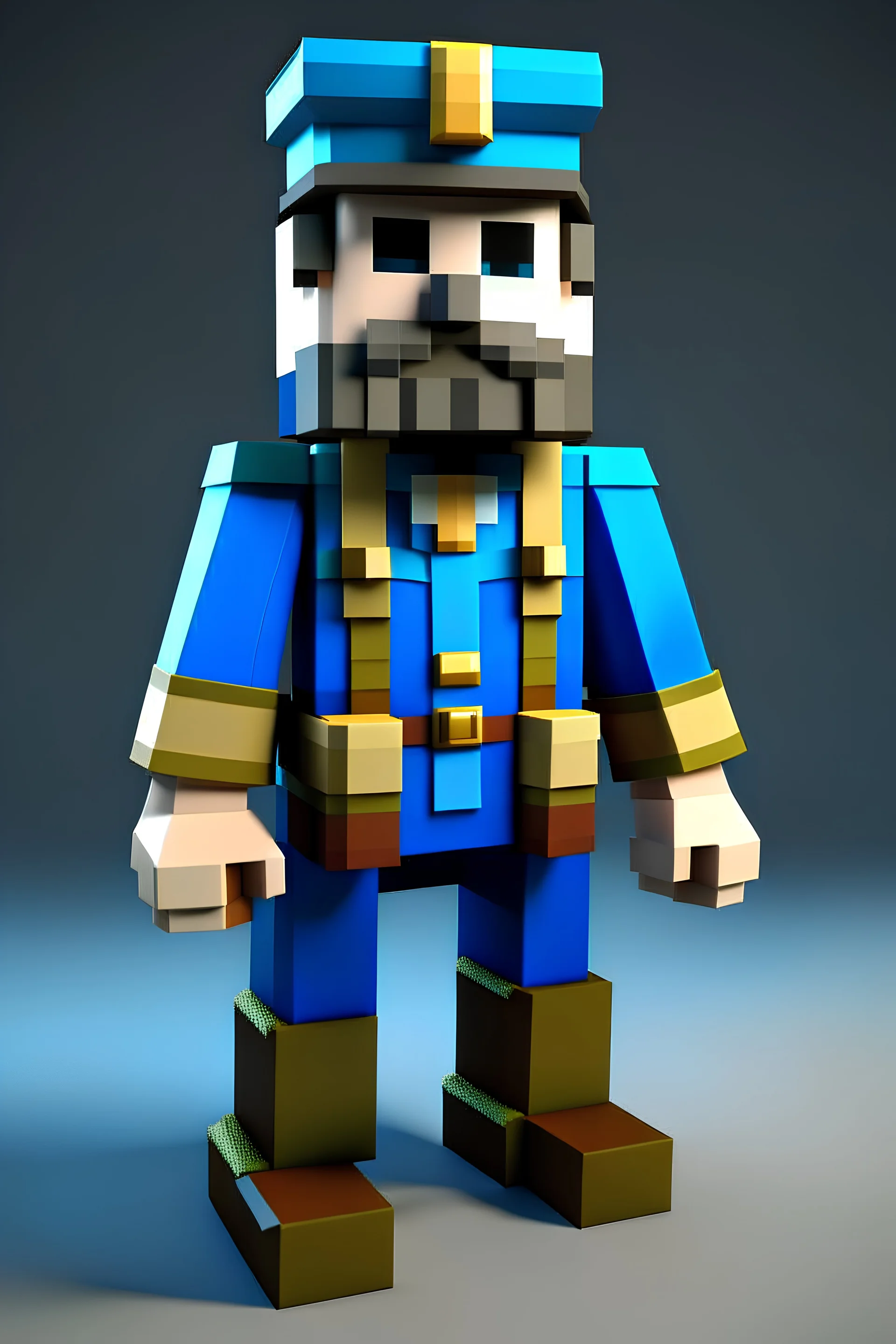 3d minecraft like model captain character