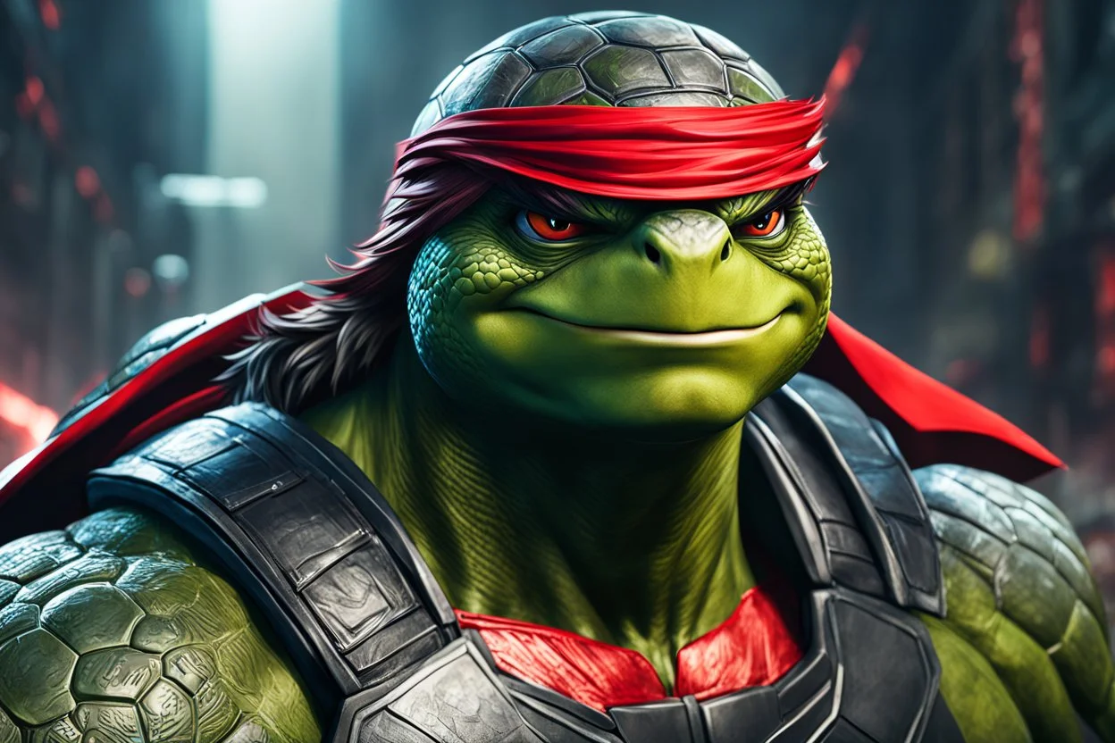 Angry Rafael in 8k live anime artstyle, Turtles, red custom, TMNT them , dynamic pose, intricate details, highly detailed, high details, detailed portrait, masterpiece,ultra detailed, ultra quality