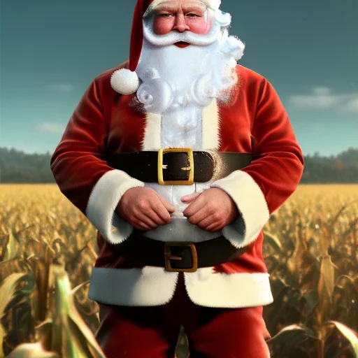 franz frazetta styl,santa claus in the middle of the corn field