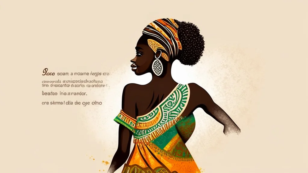 Logo, design, African woman, oil painting, graphic, drawing, white background, cartoonthe