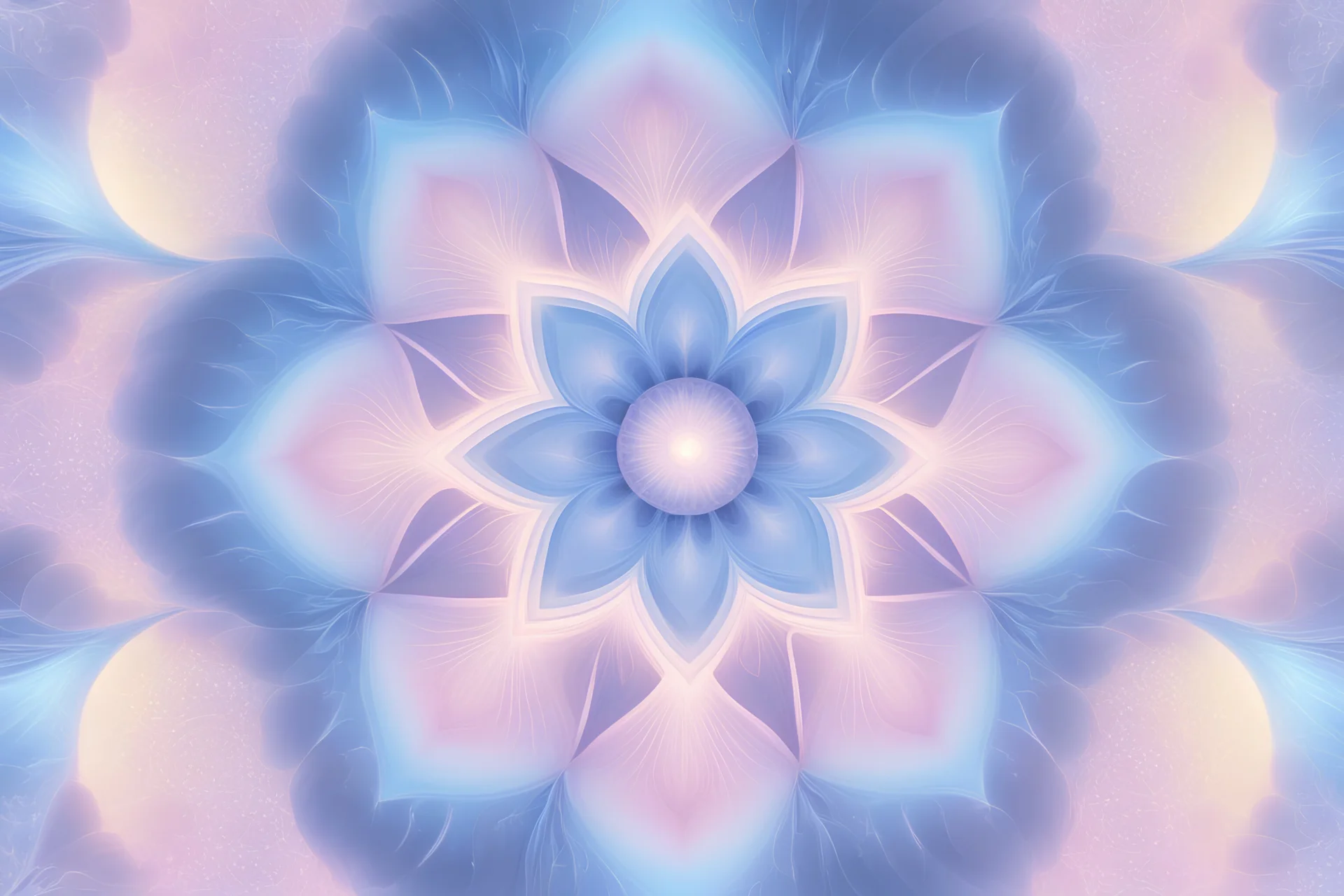 Galactic well centered mandala pale colours, LIGHT PINK, LIGHT BLUE, LIGHT purple, light yellow, parma, light spiral effect, progressive and colourful, stars in the background, lotus in the center，soft light blue atmosphere, light effect，vaporwave colorful, concept art, smooth, extremely sharp detail, finely tuned detail, ultra high definition, 8 k, unreal engine 5, ultra sharp focus
