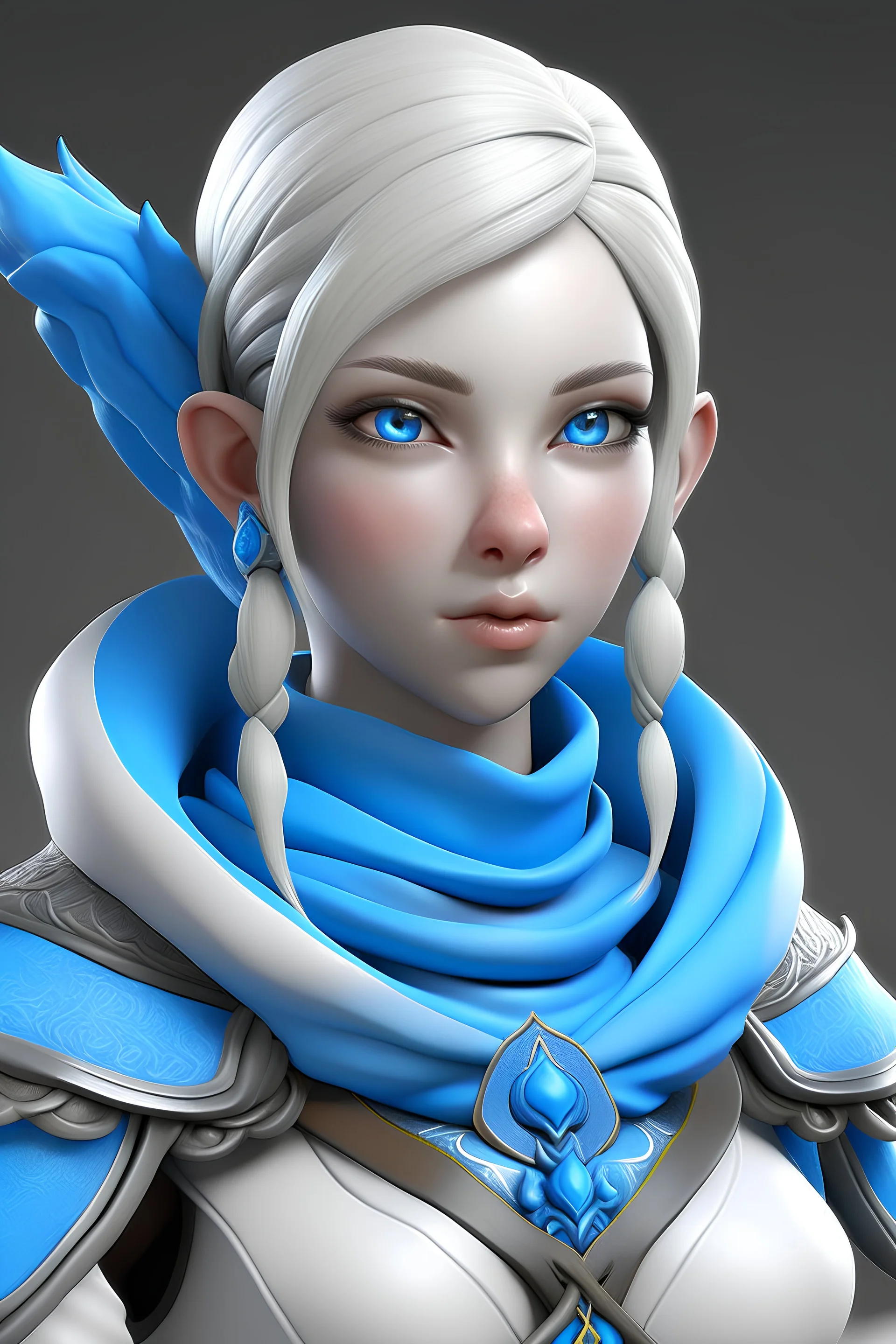 young female wind genasi life domain cleric blue skin