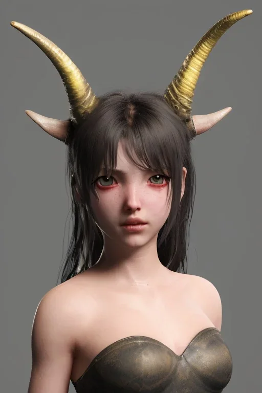 horns small sad eyes darkness girl demon body sacred