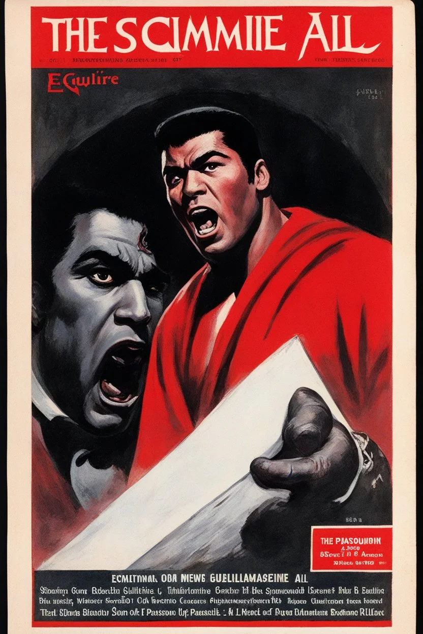 [horror monster series collector cards (1961)] "SHOCKING BLOODY" Guillotine medieval magazine cover: Esquire: The Passion of Muhammad Ali