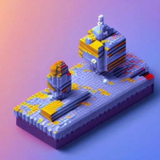 Tiny cute isometric modell of voxel tanks with person on top, soft smooth lighting, with soft colors, 100mm lens, 3d blender render, trending on polycount, modular constructivism, blue background, physically based rendering, centered well within frame.