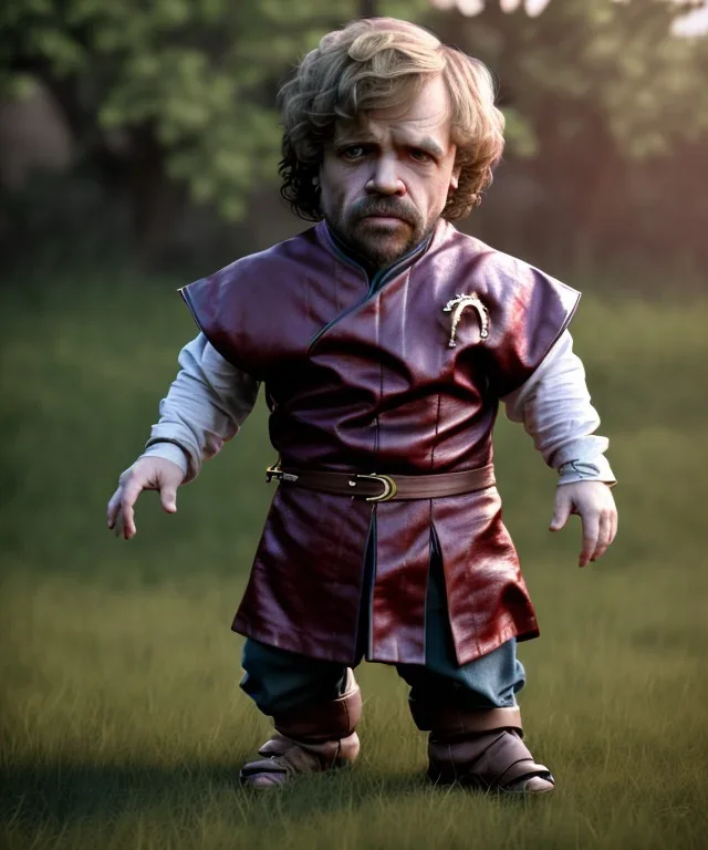 Tyrion Lannister toddler, full body, soft skin, dramatic lighting, hyper realistic