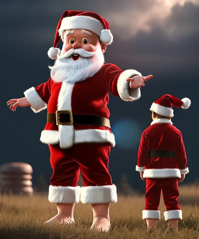 Santa toddler, full body, hyper realistic