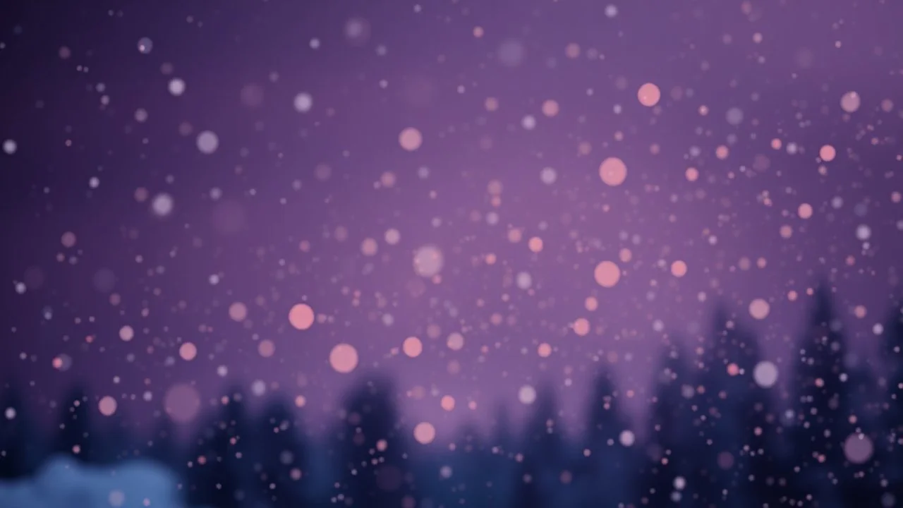 Subtle Golden Sparkling Christmas Background With Elegant Purple Navy-Blue And Black Sky With Subtle Snowfall Showing Dramatic And Cinematic Ambiance.