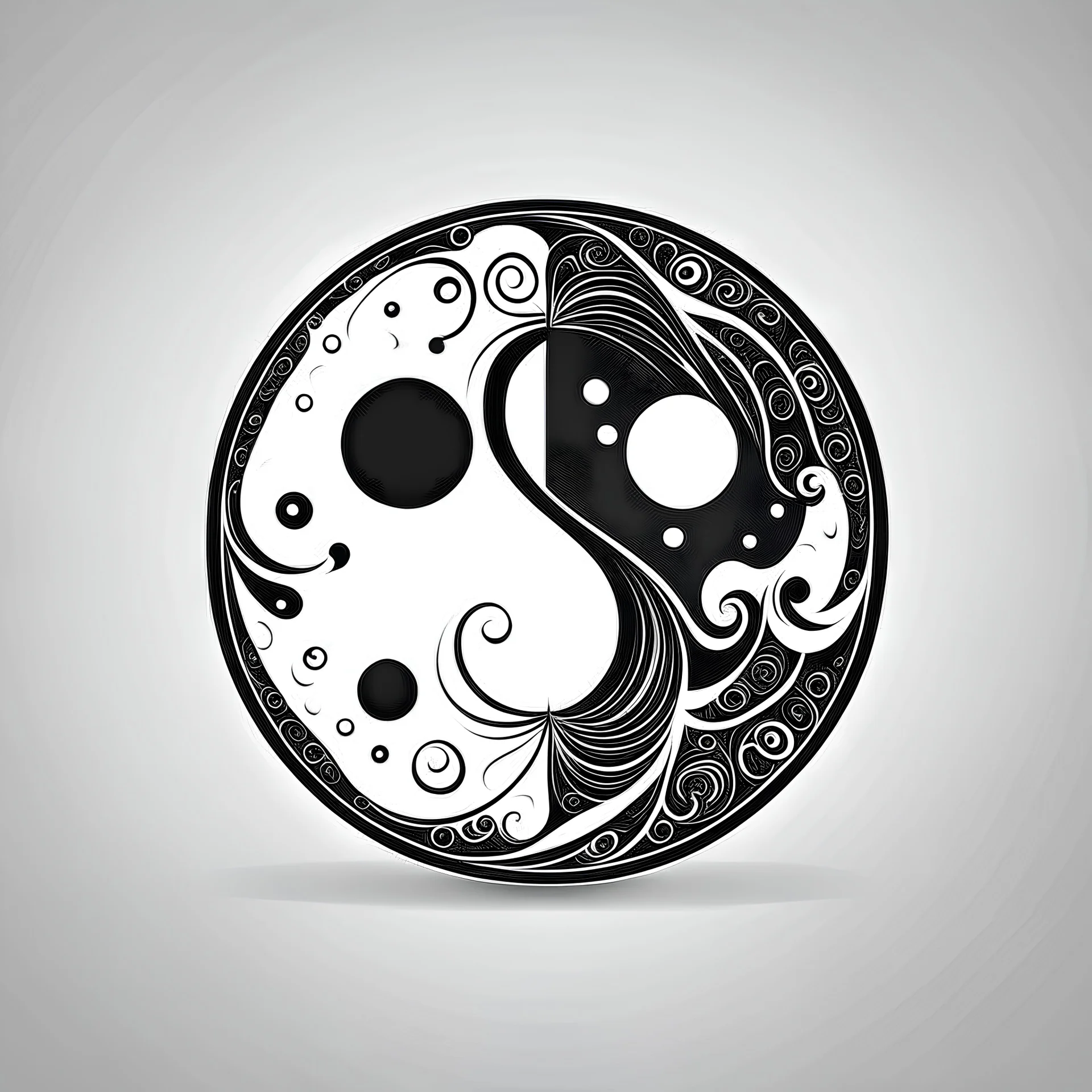 Ying Yang Logo , Tshirt Design Wector , Clean lines, HD ,
