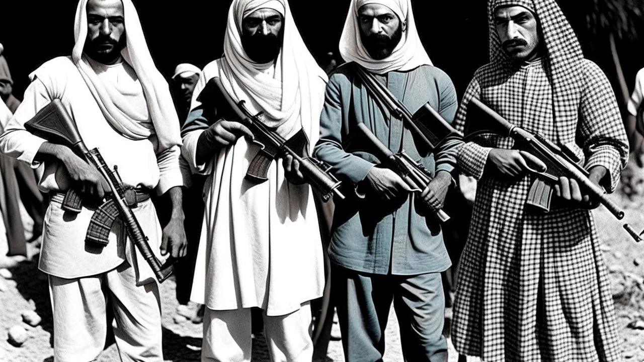 Four men masked arab killers 1960 bloody guns