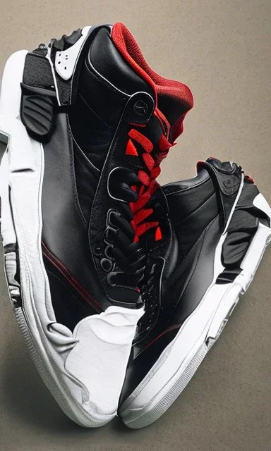 Jordan 3 black sneaker. Inside red fires.