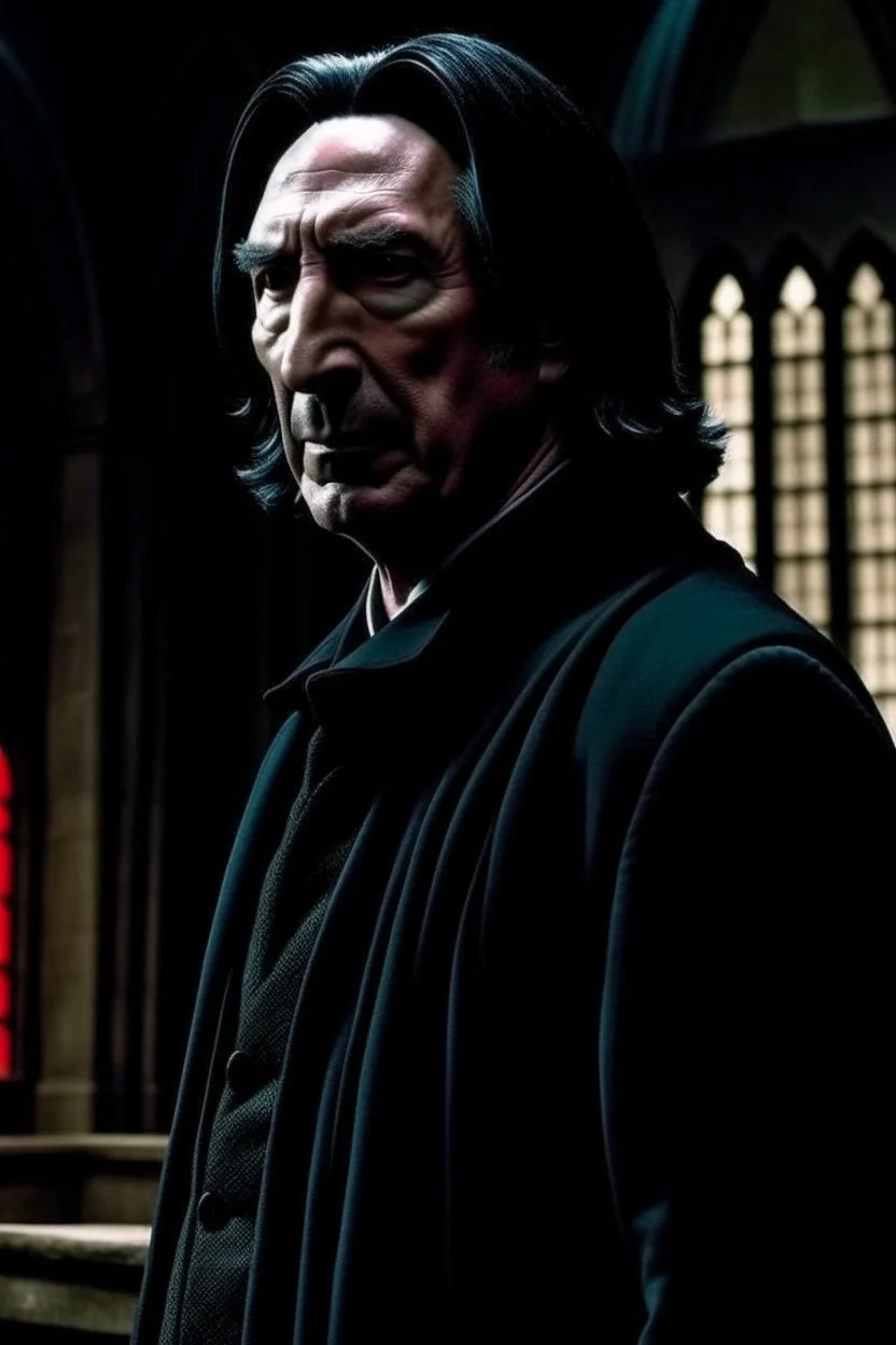 I want a picture that 's more like Professor Snape , with a high level of horror , and I want Hogwarts behind him .