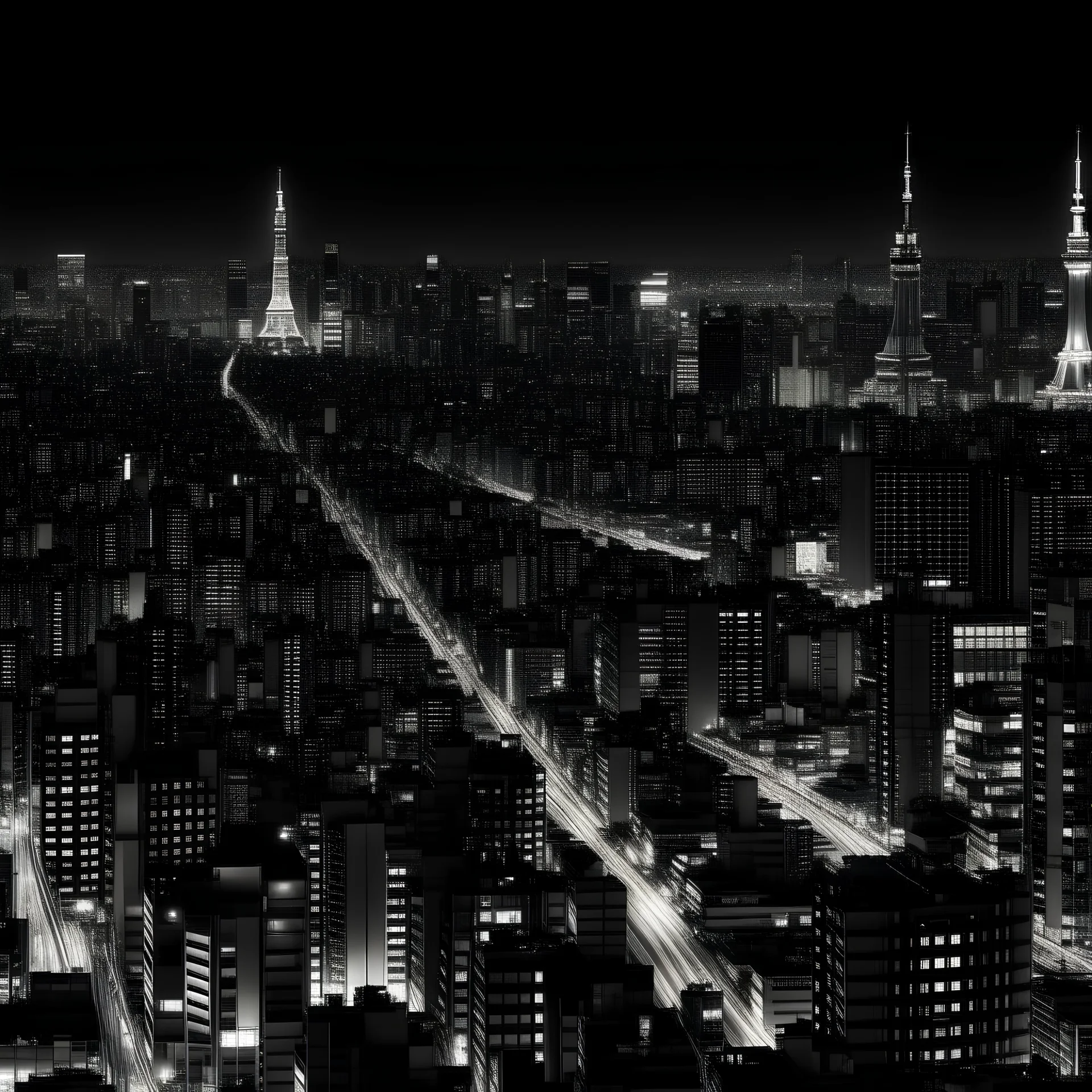 tokyo by night in a realistic tone to serve as a wallpaper