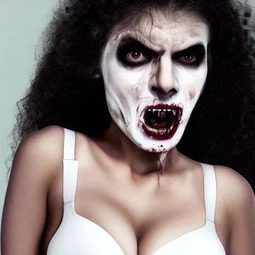 zombie woman wearing white bra