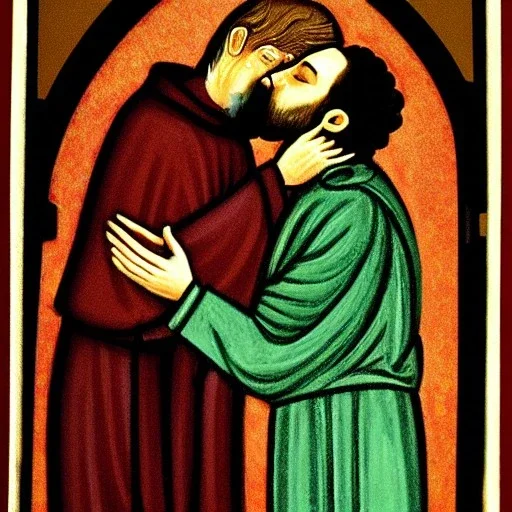 A priest kissing god