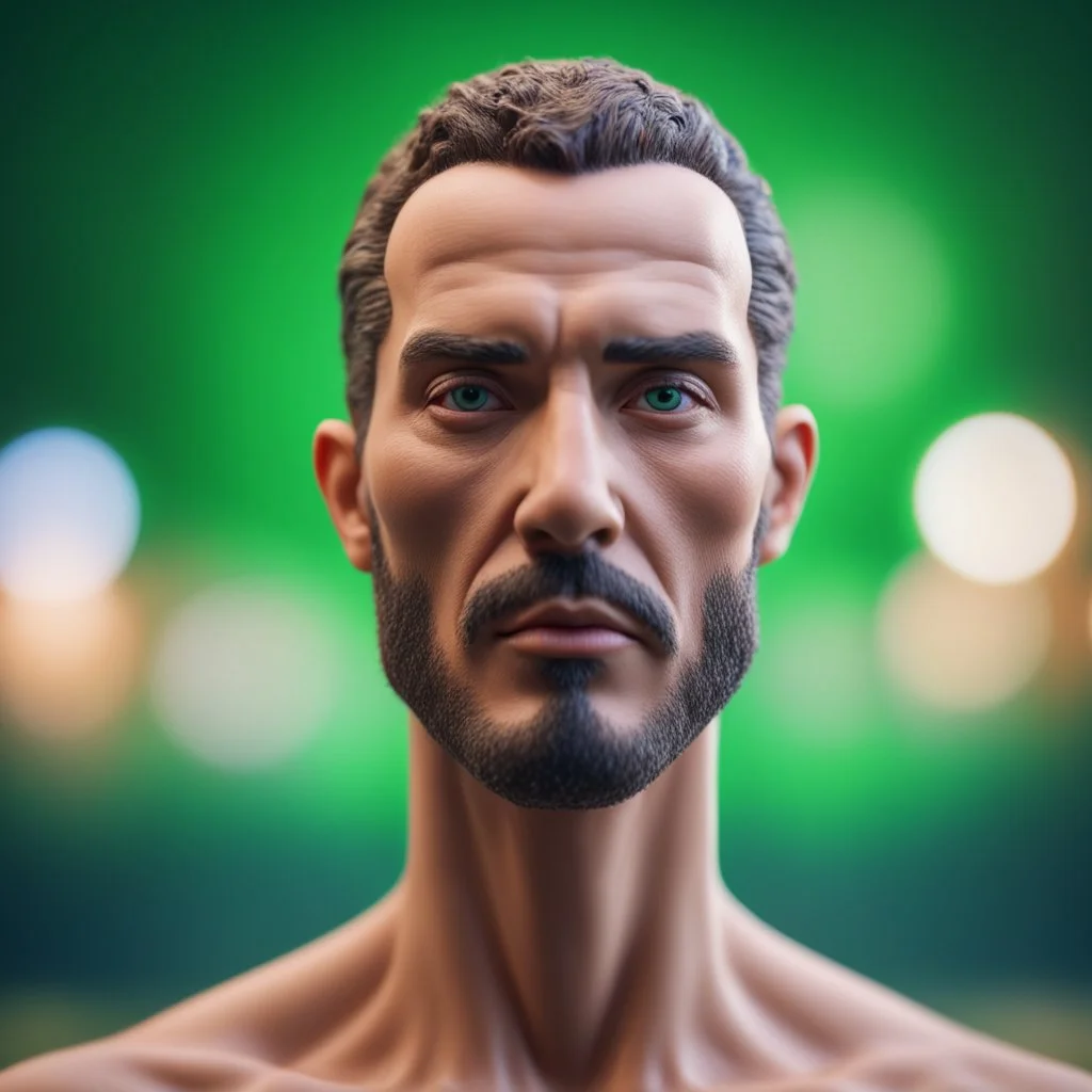 just a head, no body, against greenscreen background,bokeh like f/0.8, tilt-shift lens 8k, high detail, smooth render, down-light, unreal engine