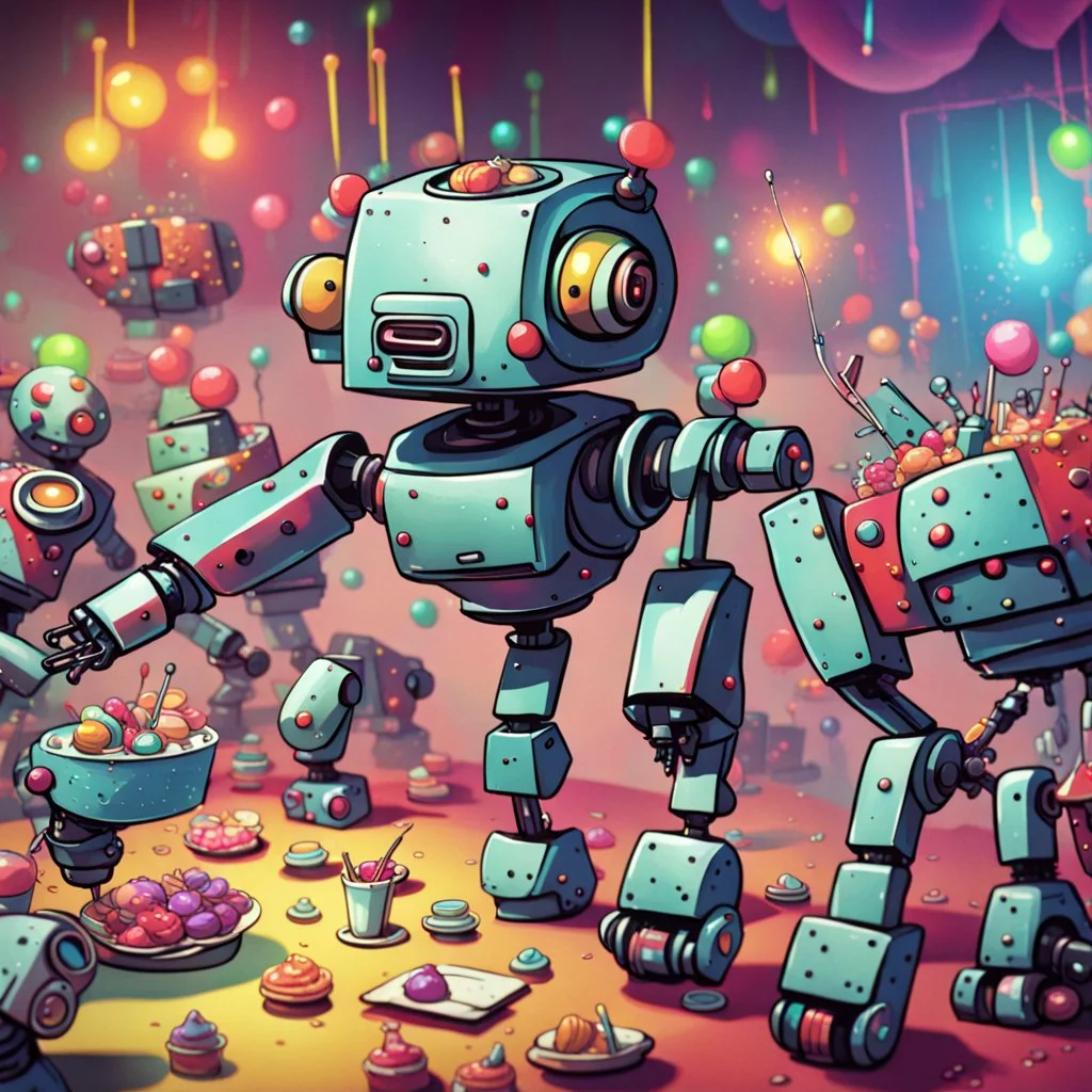 The invading robots are party animals!