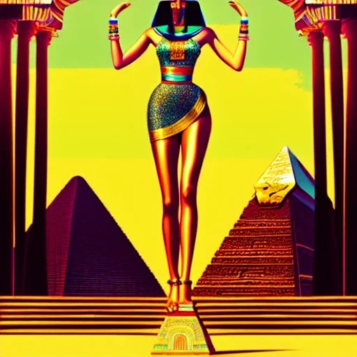 fullbody Drawing of 'beautiful,skinny, tall, busty cleopatra ',egypt,palace, intricate detail,andrea bonelli,Kilian Eng,Ohrai,evan lee,Aleksandr Sidelnikov,KyuYong Eom,toned colors,16k