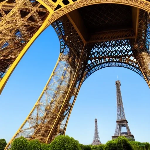 Turtle looking at the Eiffel Tower and the sky