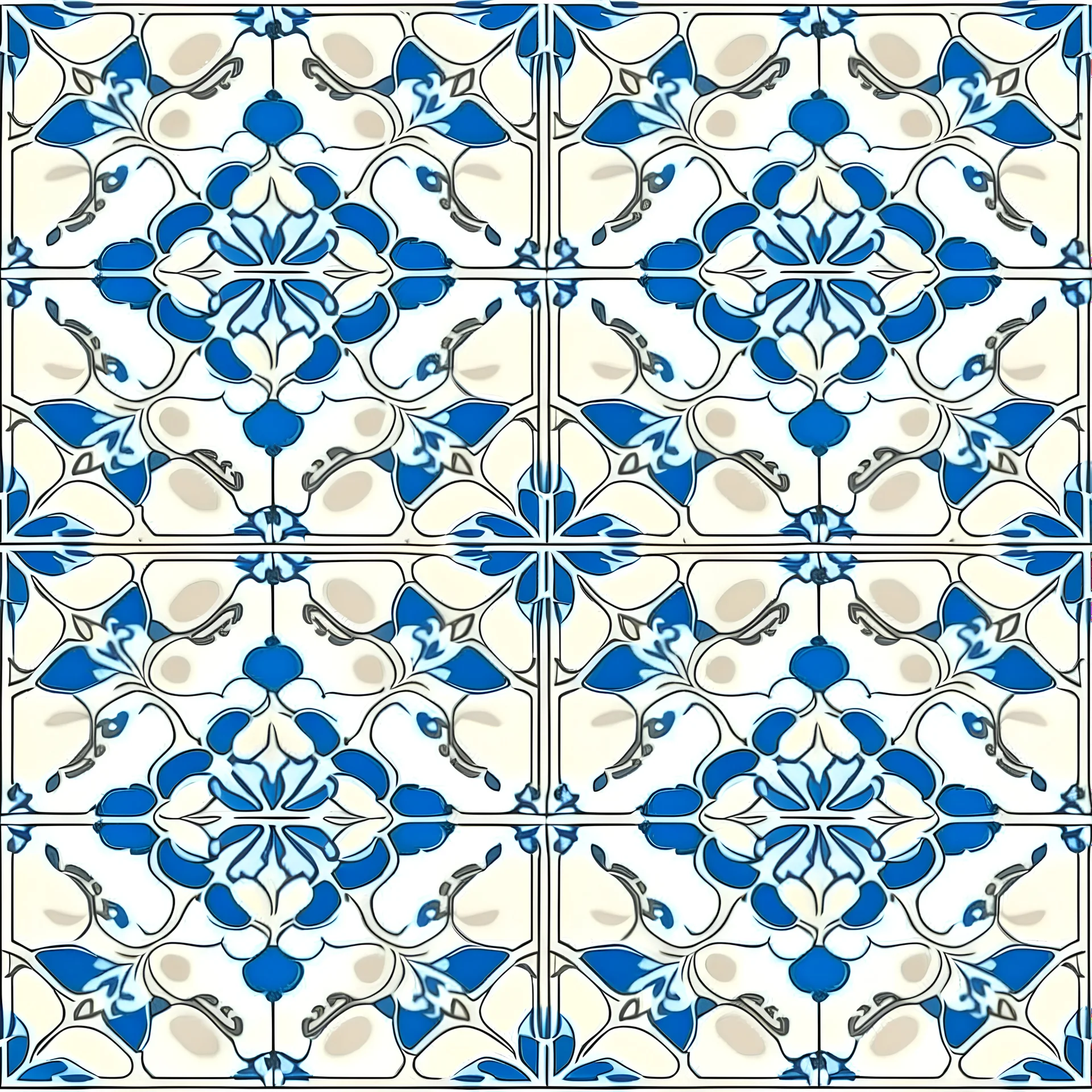 Greek style, Mediterranean style tile, minimal blue white and cream colors