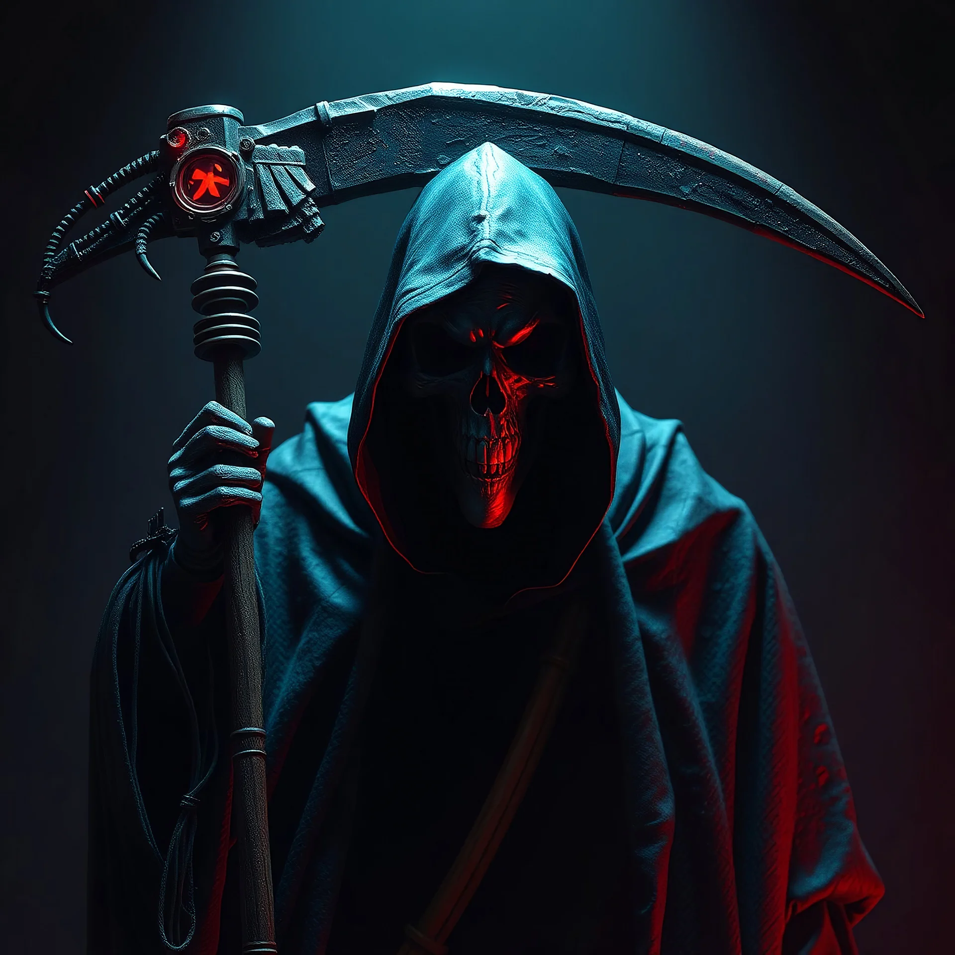 Grim Reaper, volumetric lighting, particales, highly detailed, deep colours,8k, void