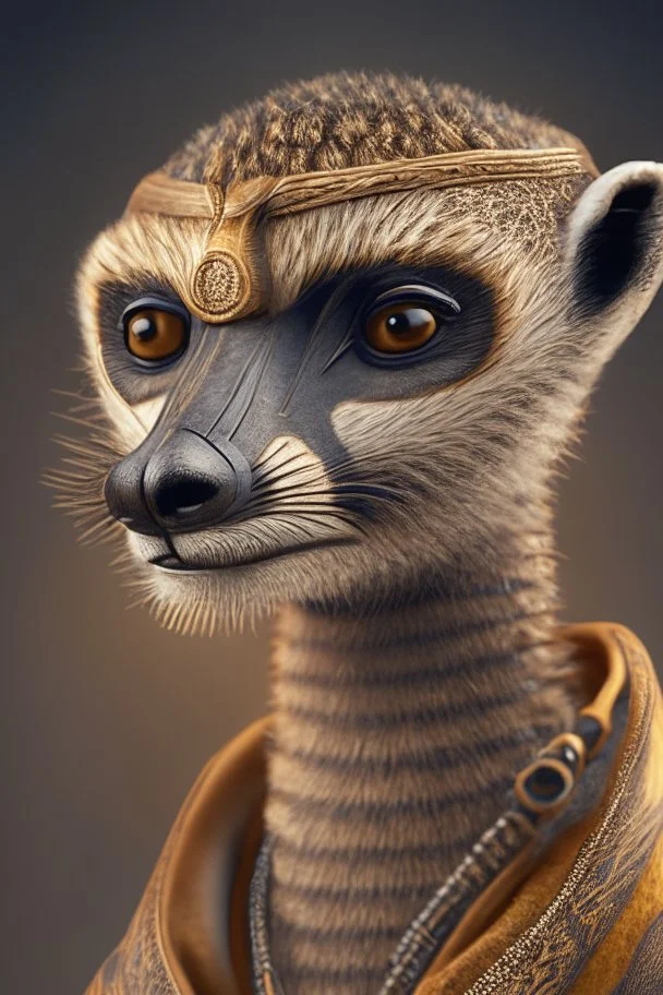 Meerkatman, male head, amor, meerkat mask, hyper realistic, intricately detailed, novelty, full body, cinematic, 4k