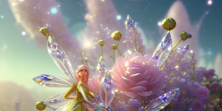 crystal subtle flower in a galactic ambiance beautiful fairy, transparent, delicate colors, in the foreground, full of details, smooth，soft light atmosphere, light effect，vaporwave colorful, concept art, smooth, extremely sharp detail, finely tuned detail, ultra high definition, 8 k, unreal engine 5, ultra sharp focus