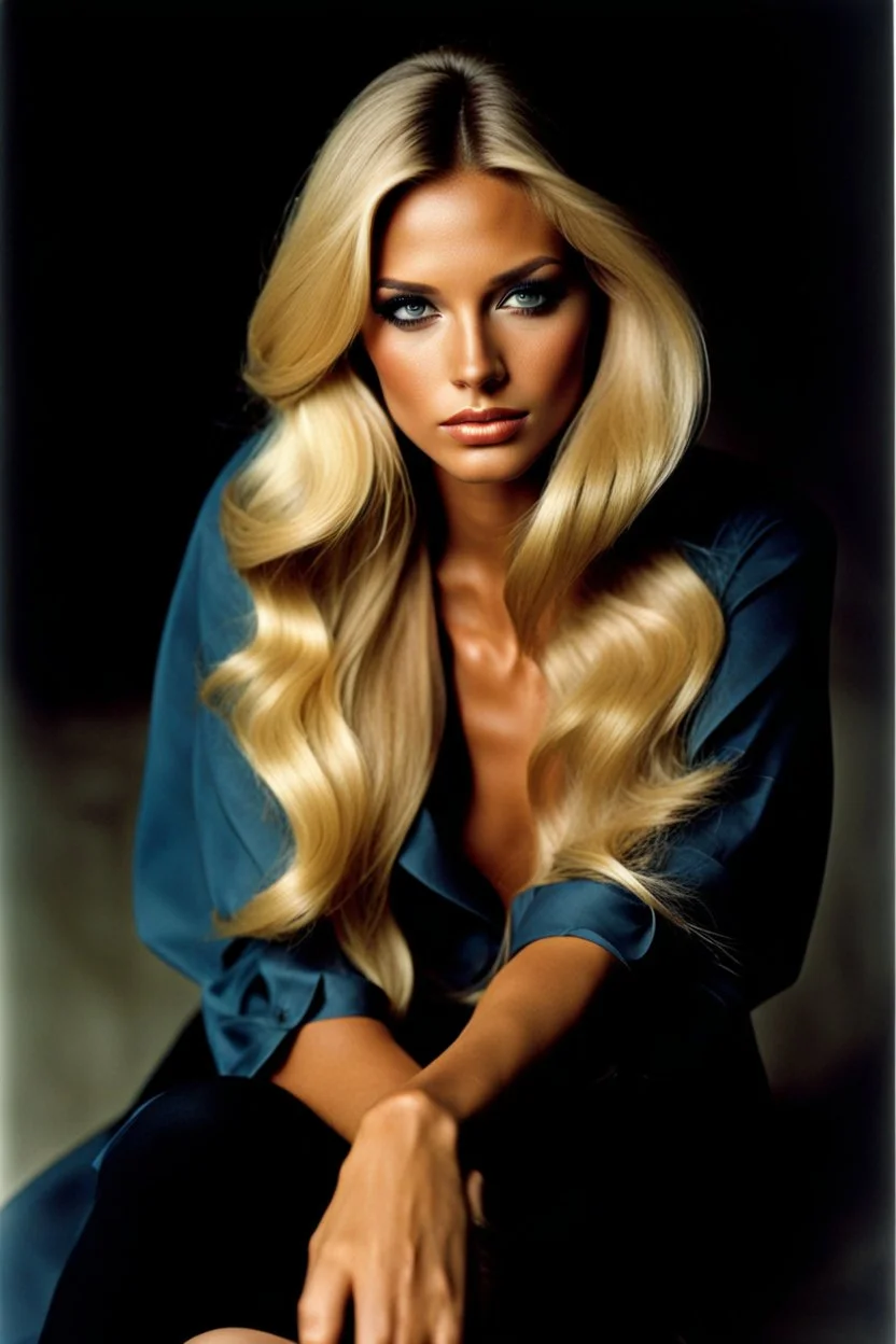 1972: portrait, beauty nude female supermodel, longer blonde hair, beautiful face, beautiful skin, realistic analog photography, middle parting, beautiful like a supermodel from the sixties, beautiful rounder face