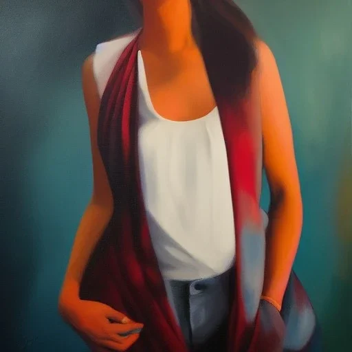 Full body portrait, painting, medium shot lady, style of Sharon Spiak