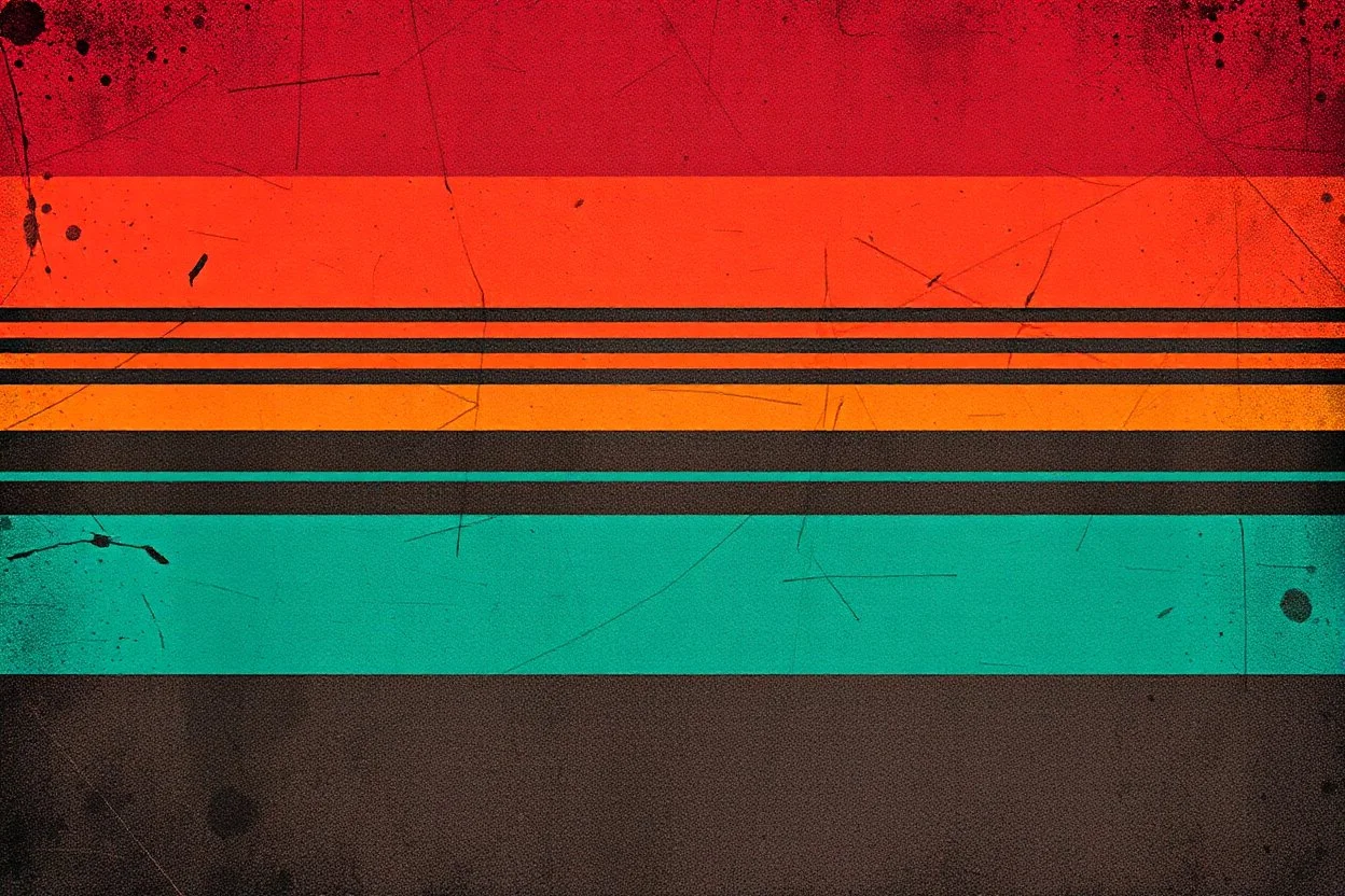 energetic and masculine colored horizontal stipes and wedges over a chaotic and weathered texture background, as a simple vector