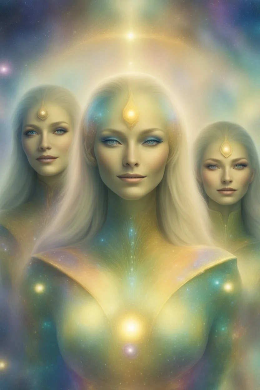 cosmic woman, blue skin,beautiful ufos rainbow, admiral from the future, galactic confédération, fine whole face, crystalline skin, expressive purple eyes,rainbow, smiling lips, very nice smile, costume pleiadian, Beautiful tall woman pleiadian Galactic commander, ship, perfect datailed golden galactic suit, high rank, long blond hair, hand whit five perfect detailed finger, amazing big puple eyes, mouth, high définition lips, cosmic happiness, bright colors,smile
