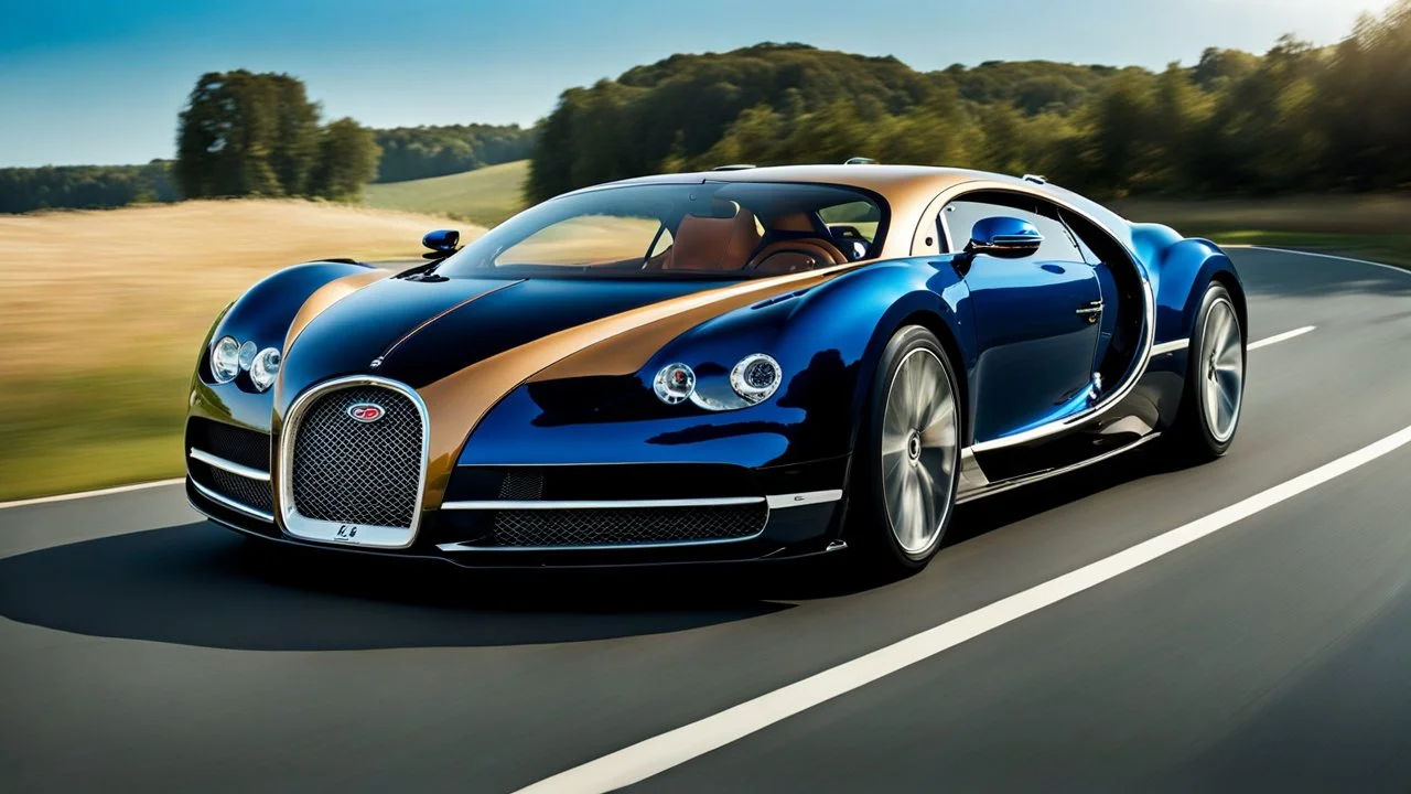 A sleek with livery (((bugatti bentley))), its contours and details perfectly captured in a (((cinematic view))), zipping along a winding road under a beautiful blue fresh morning sky